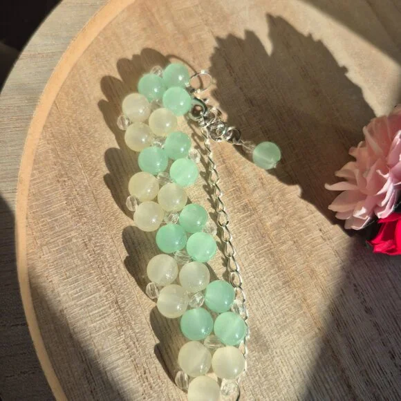 handmade green chain bracelet - Picture 2 of 5